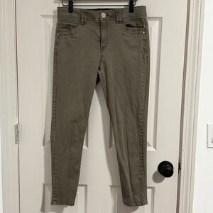 Democracy Skinny Jeans Womens 10 AB Technology Olive Green Comfort Waist Casual